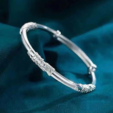 Thai Silver Entangled Flower Bangle